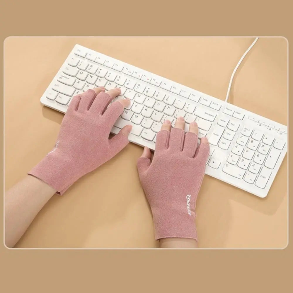 Mitaines en velours à demi-doigts pour écran tactile