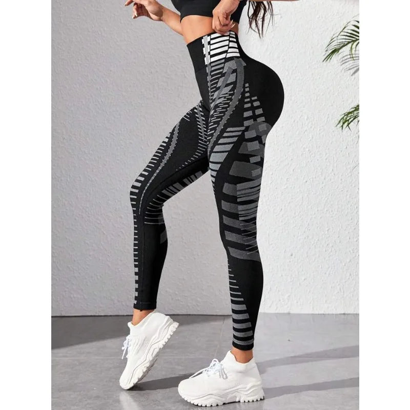 Nahtlose Yoga-Leggings mit hoher Taille und Print