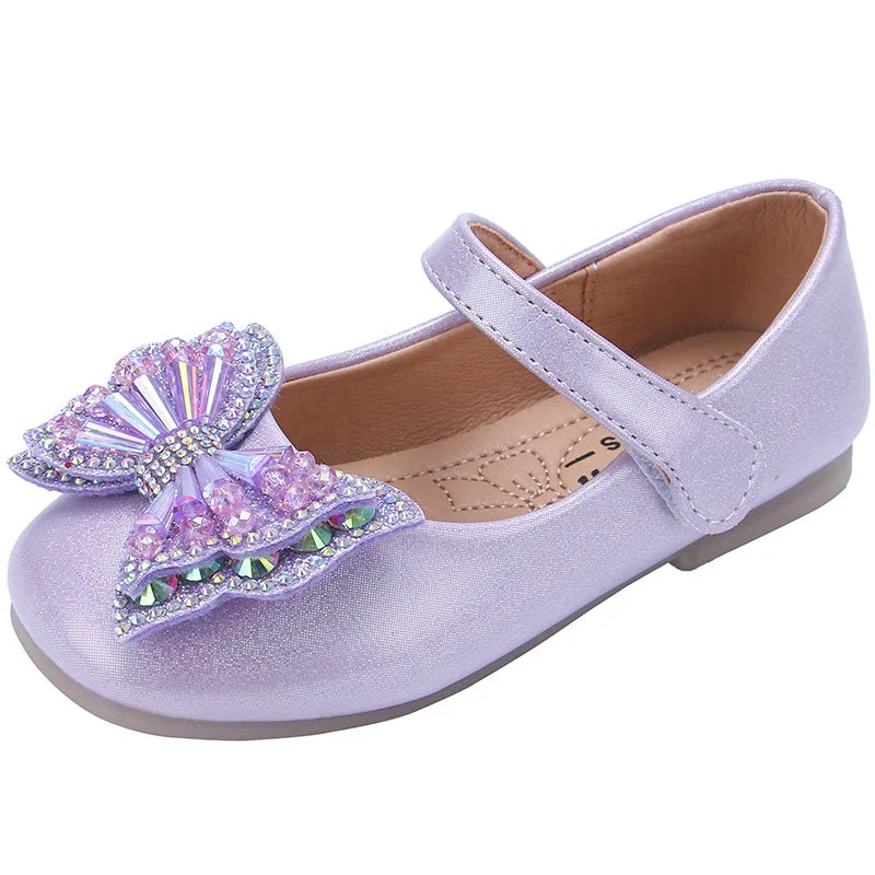 Chaussures plates à paillettes et nœud pour fille - Printemps