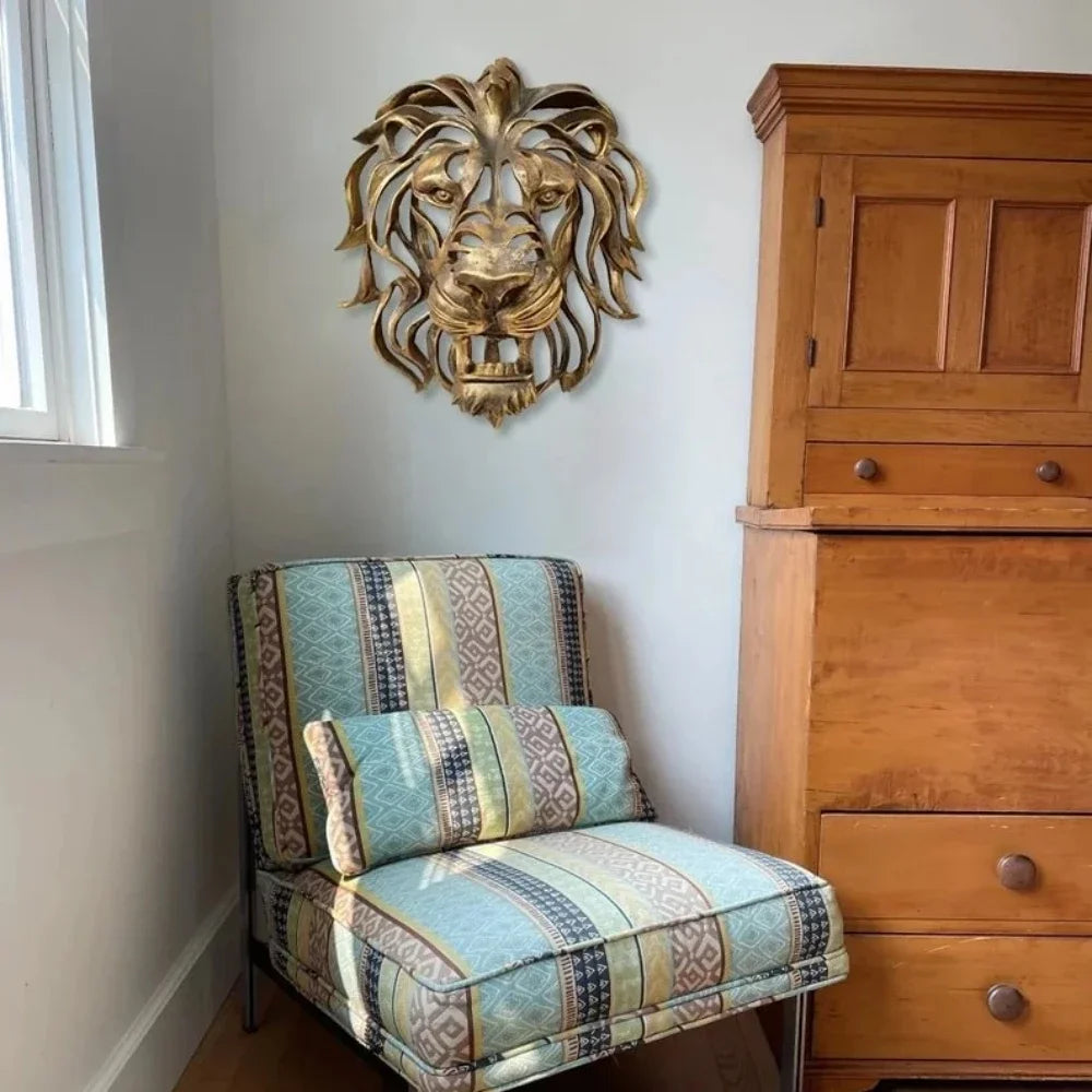 Luxury Lion Head Wall Sculpture: Rare Find