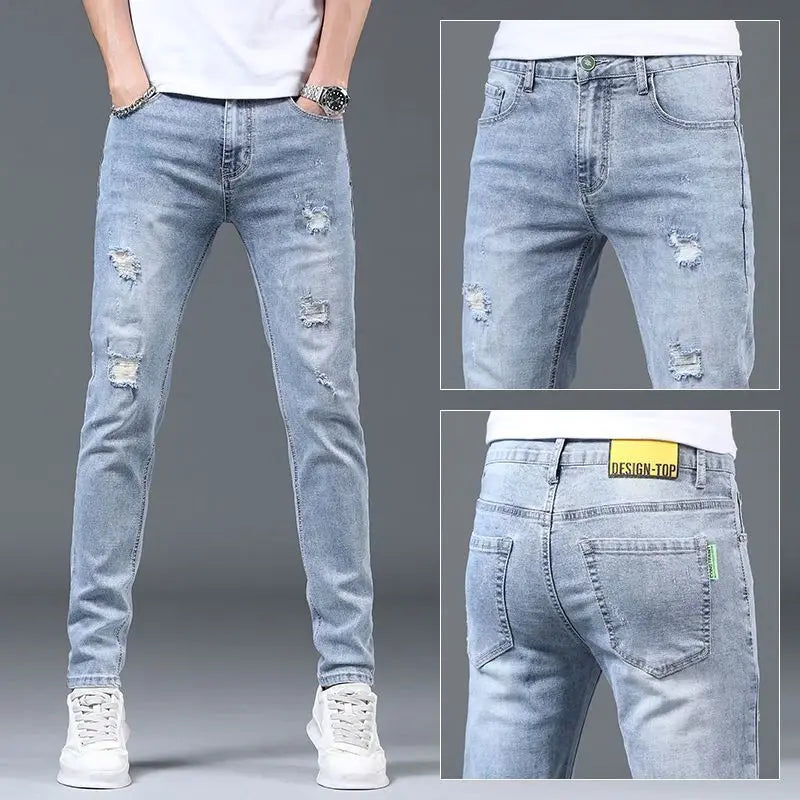 Jean skinny d'été de luxe de créateur coréen