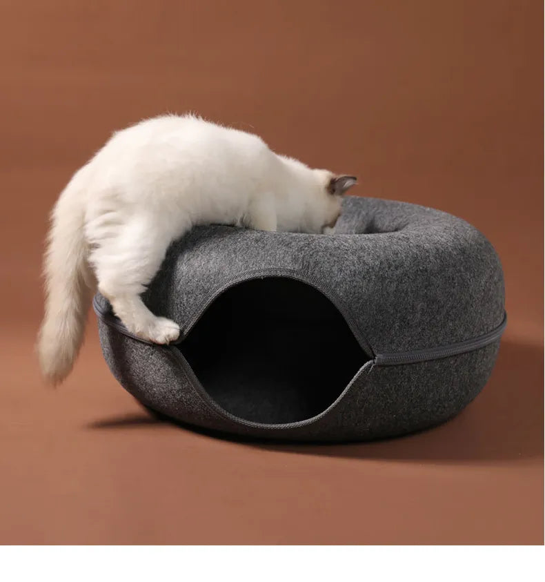 Dual-use Indoor Tunnel Interactive Donut Cat Bed