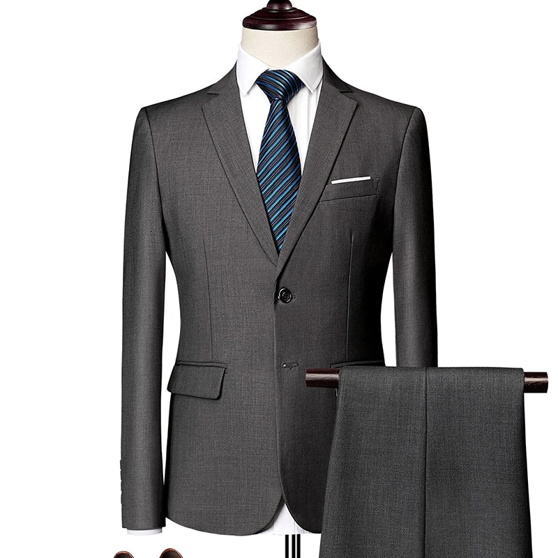 2 Pieces Men's Casual Business Suit Set