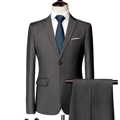 2 Pieces Men's Casual Business Suit Set