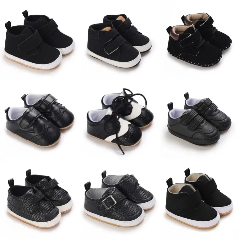 Chaussures bébé en cuir PU et semelle en caoutchouc