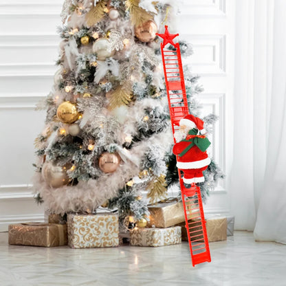 Santa Claus Climbing Ladder Music Ornament