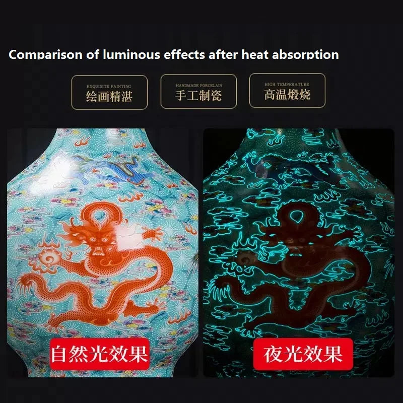 Jingdezhen Ceramic Nine Dragons Glow Vase