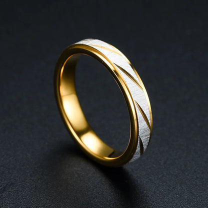 Bagues de couple à motif de vague unique - Bague en acier inoxydable de haute qualité, cadeau pour couple