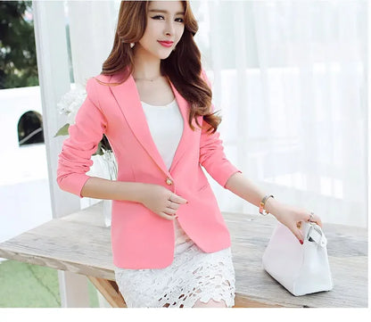 Elegant Women's Skinny Patchwork Blazer with Ruffles for Spring/Summer
