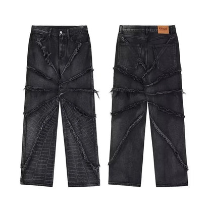 Jean noir oversize punk Y2K de HOUZHOU