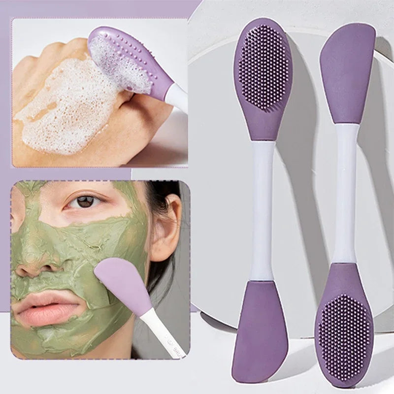 Brosse pour masque facial en silicone à double tête