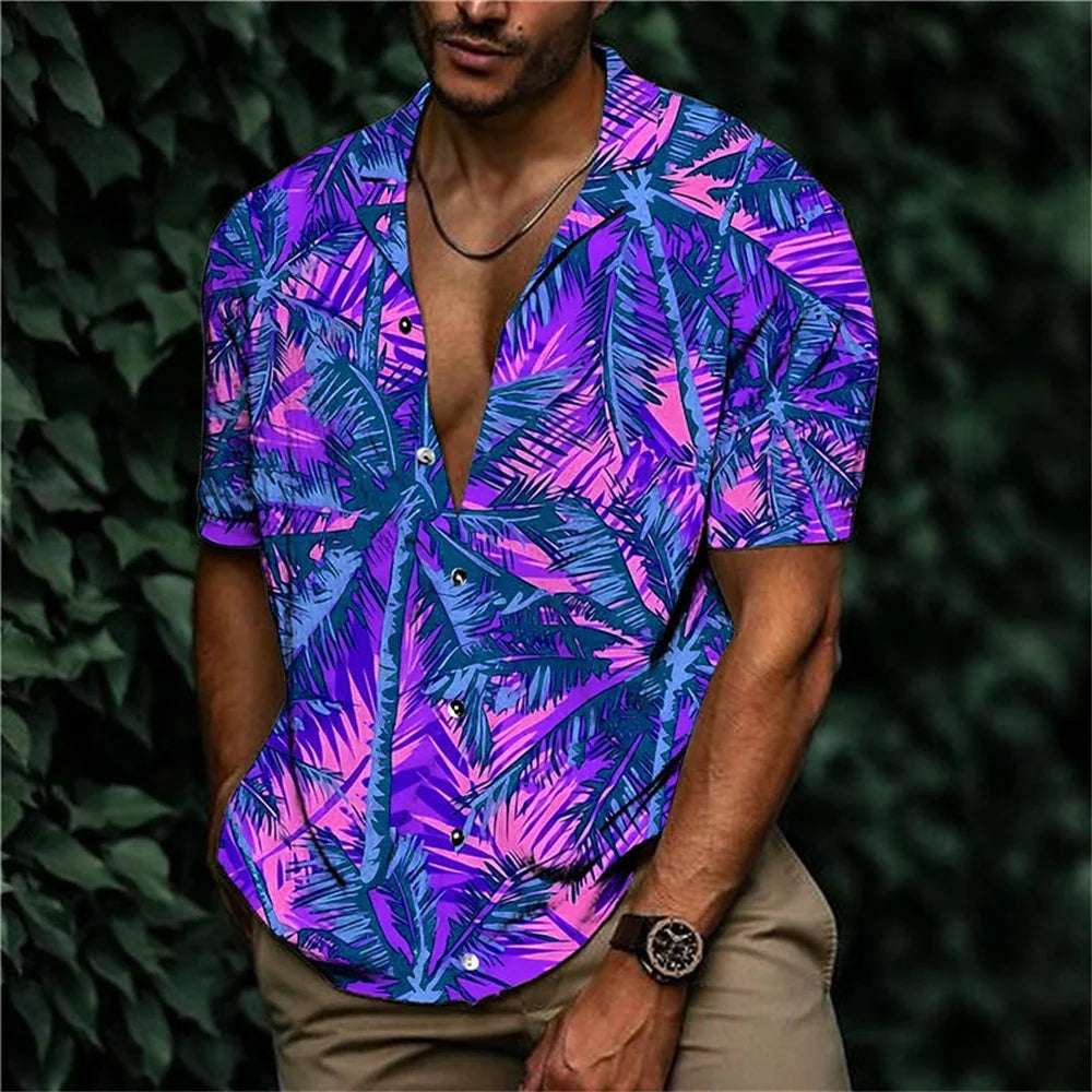 Tier Kran Männer Hawaiian Shirt 3d Pflanze Shirt für Männer