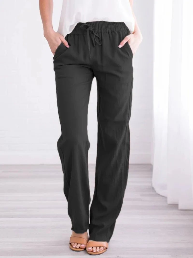 Lockere Hose mit geradem Bein für Damen im Sommer