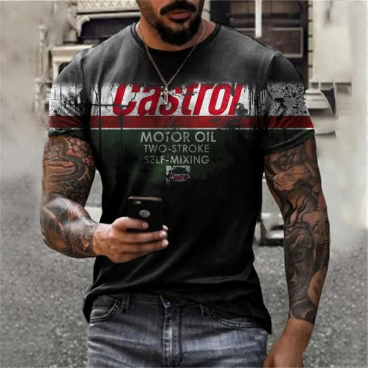 Retro Motorcycle Racing 3D Print Tee