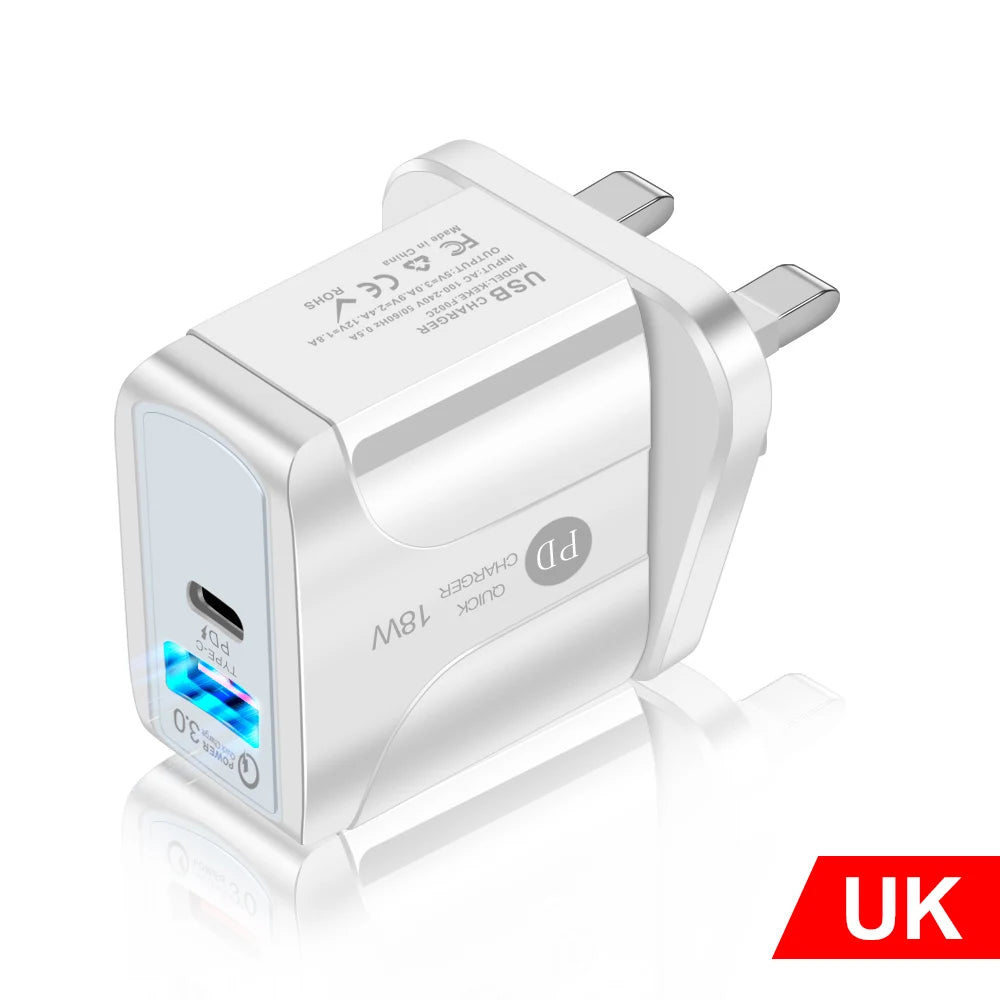 5V 2A EU 2 USB Power Adapter - Fast Mobile Phone Wall PD Charger