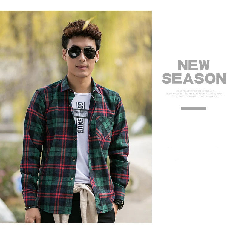 Langarm-Slim-Hemd aus Baumwolle für Herren