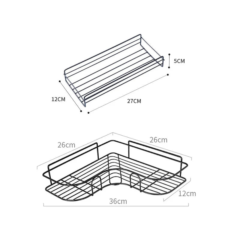 Étagère d'angle murale en fer pour le rangement de la salle de bain