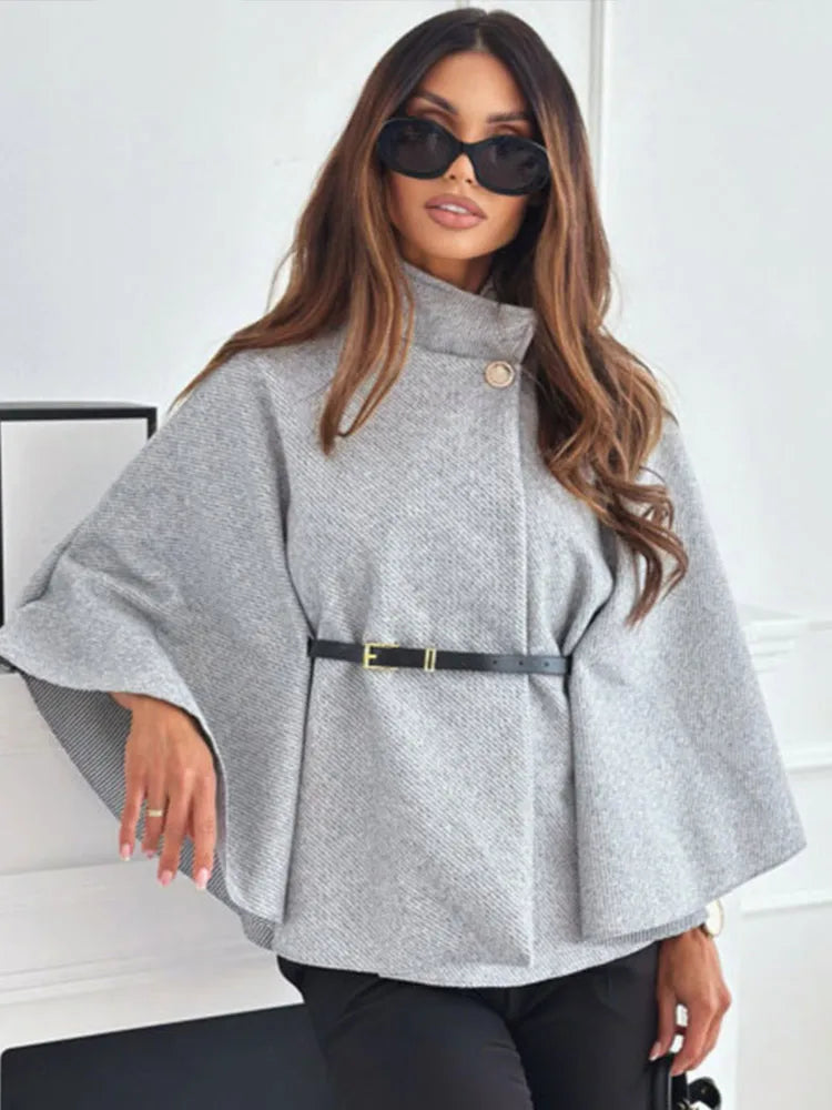 Elegant Woolen Cloak Cape- Oversized Streetwear for Women