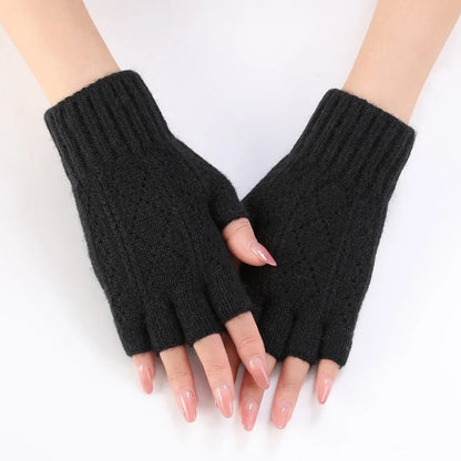 Gants d'hiver doux à demi-doigts en polaire de vison