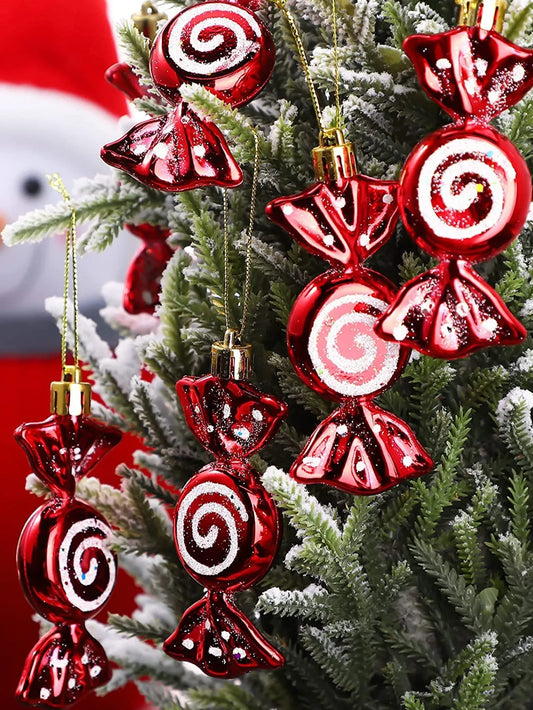 6-Piece Festive Christmas Candy Decorations for Tree Delight