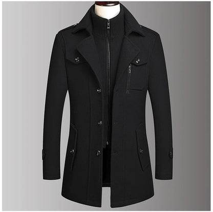 Men's Double Collar Woolen Coat