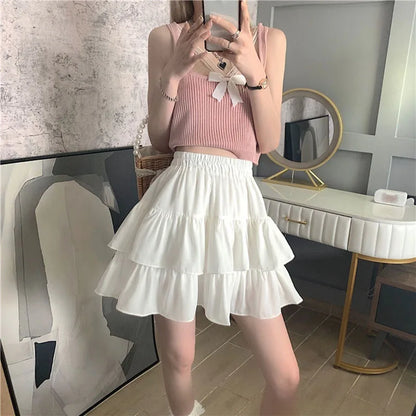 Lucyever White Pleated A-Line Mini Skirt