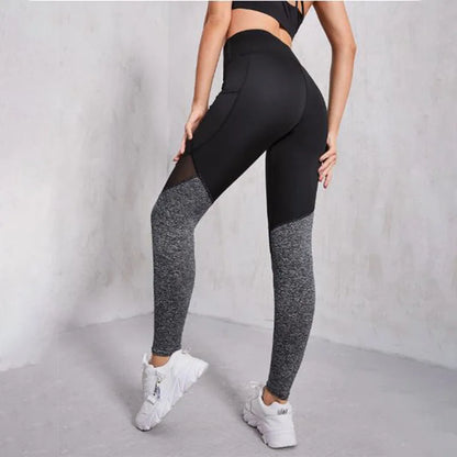 Seamless Mesh Spliced Leggings with Pocket