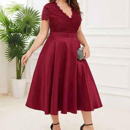 Romantic Lace A-Line Wedding Guest Dress