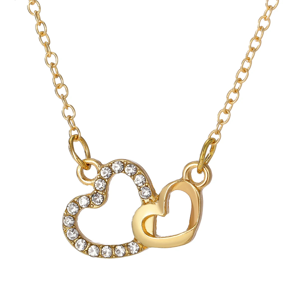 Double Heart Pendant Necklace for Women