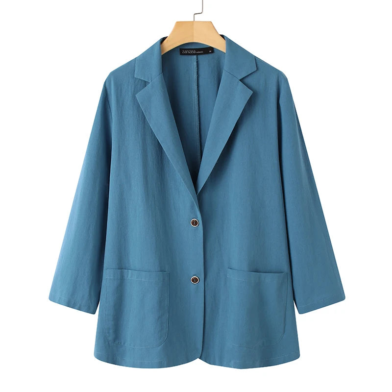 Vintage-Inspired Summer Blazer with Lapel Neck