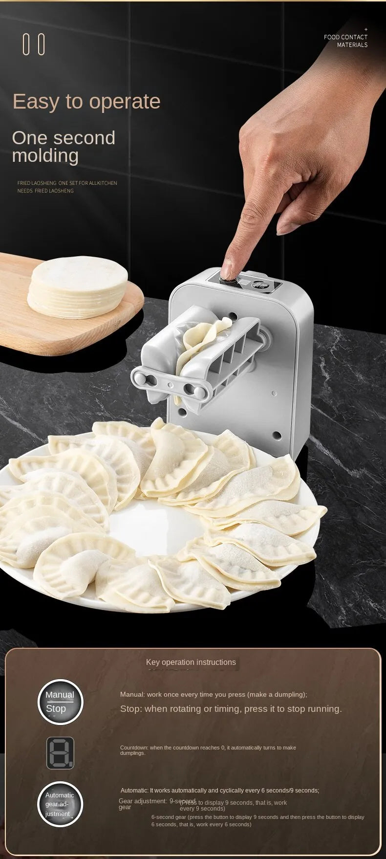 Machine à raviolis électrique avec cuillère et brosse