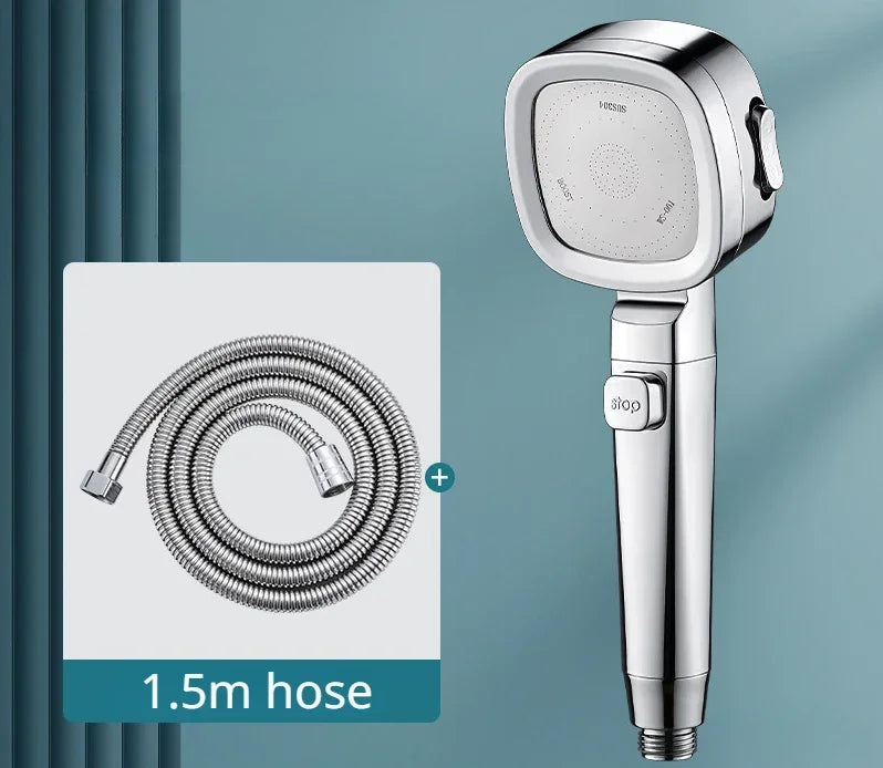 High Pressure 3 Modes Adjustable One-Key Stop Water Shower Head Massage Sprayer