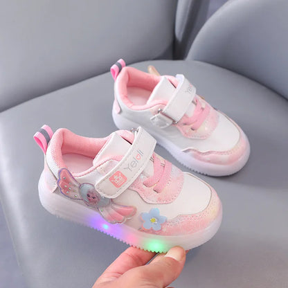 Chaussures à imprimé princesse Elsa Frozen avec éclairage LED et antidérapantes pour filles Disney