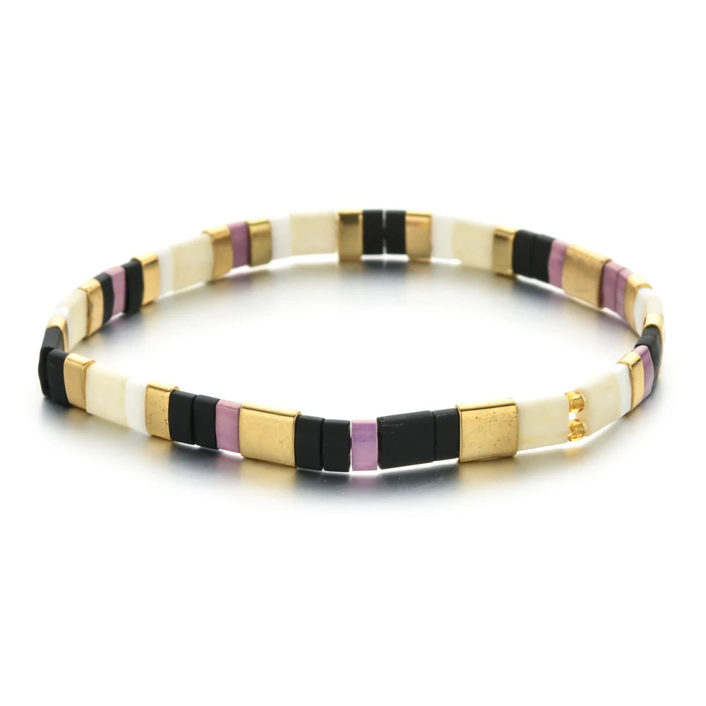 Women's Tila Beads Elastic Geometric Bracelet