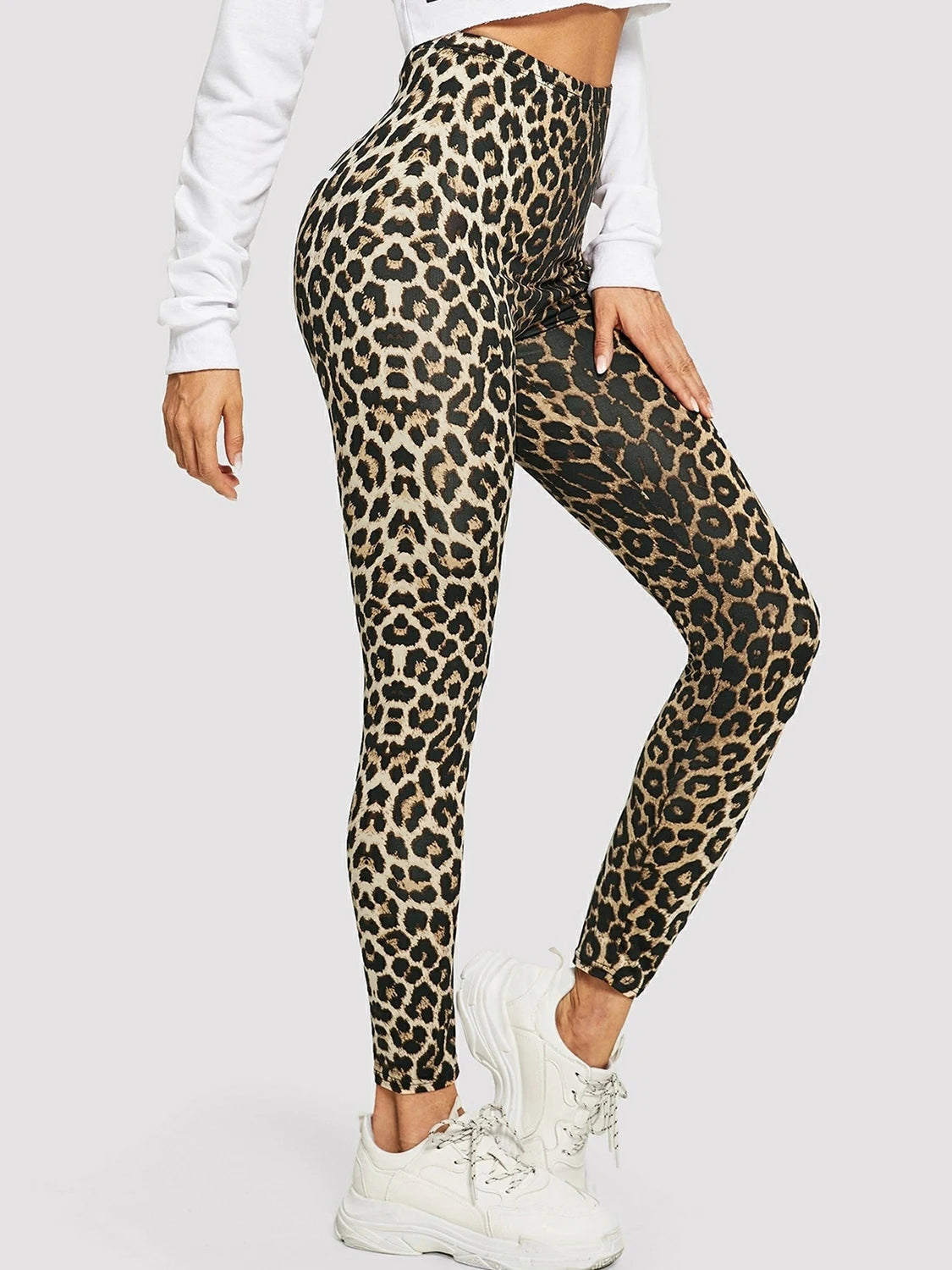 Leggings mit überkreuzter Taille und Leopardenmuster in Farbverlauf