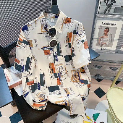 Chemise hawaïenne ample à imprimé dessin animé - Hauts à manches courtes