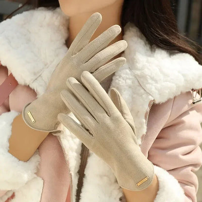 Gants d'hiver en daim pour écran tactile - Rembourrés