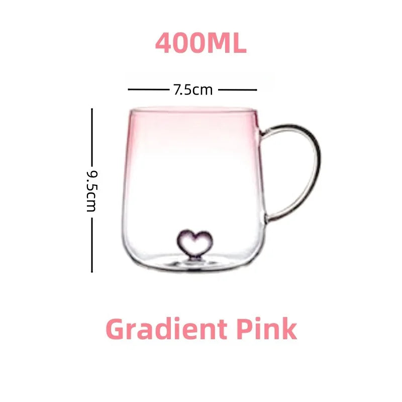 400mL 3D Love Gradient Glass Coffee Mug