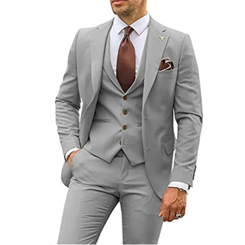 Costume beige 3 pièces pour homme