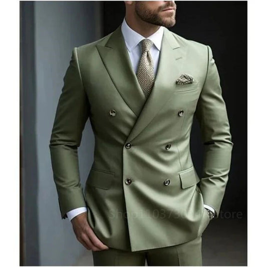 Men's Double Breasted Wedding Suit Set