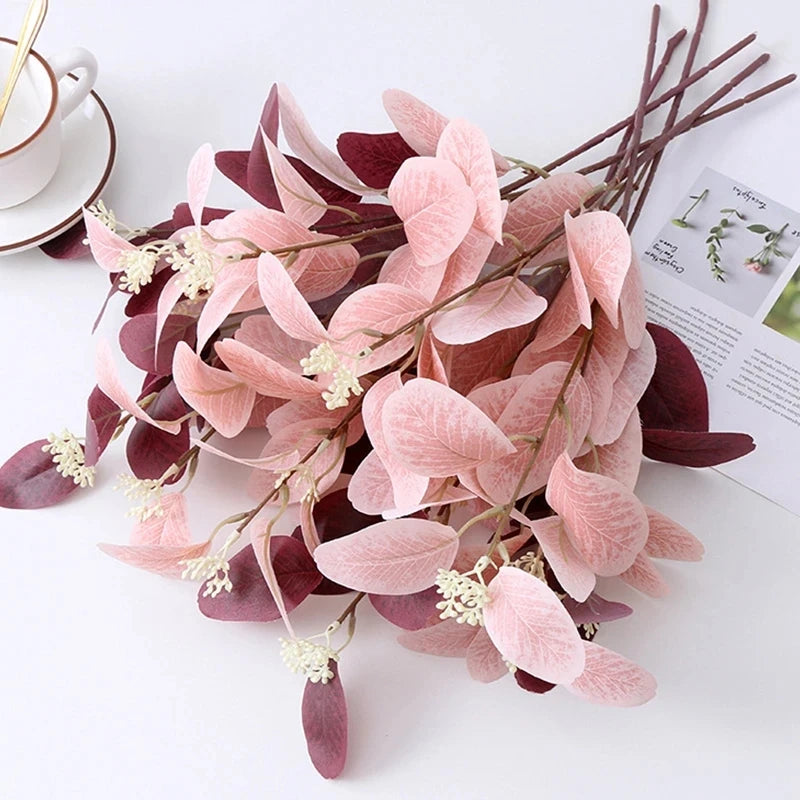 Pink Eucalyptus Silk Flowers for Home Decor