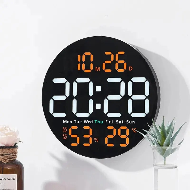 10-Inch LED Large Digital Wall Clock with Remote & Temperature Display