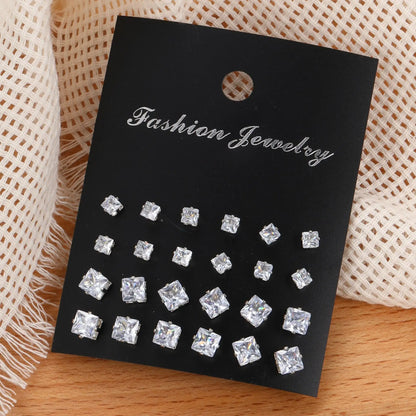 White Shiny Wedding Stud Earrings Set - Crystal Jewelry Accessories