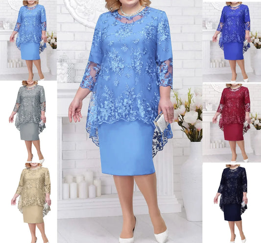 Women's Lace Embroidered Slimming Gown Dress