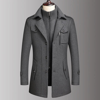 Men's Double Collar Woolen Coat