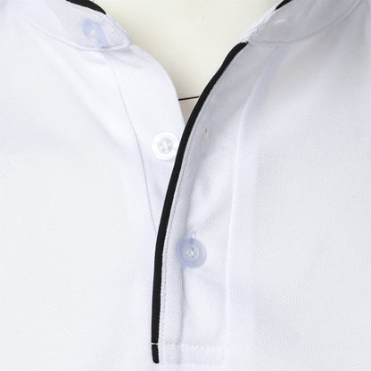 Men's solid color short-sleeved stand Neck T-shirt