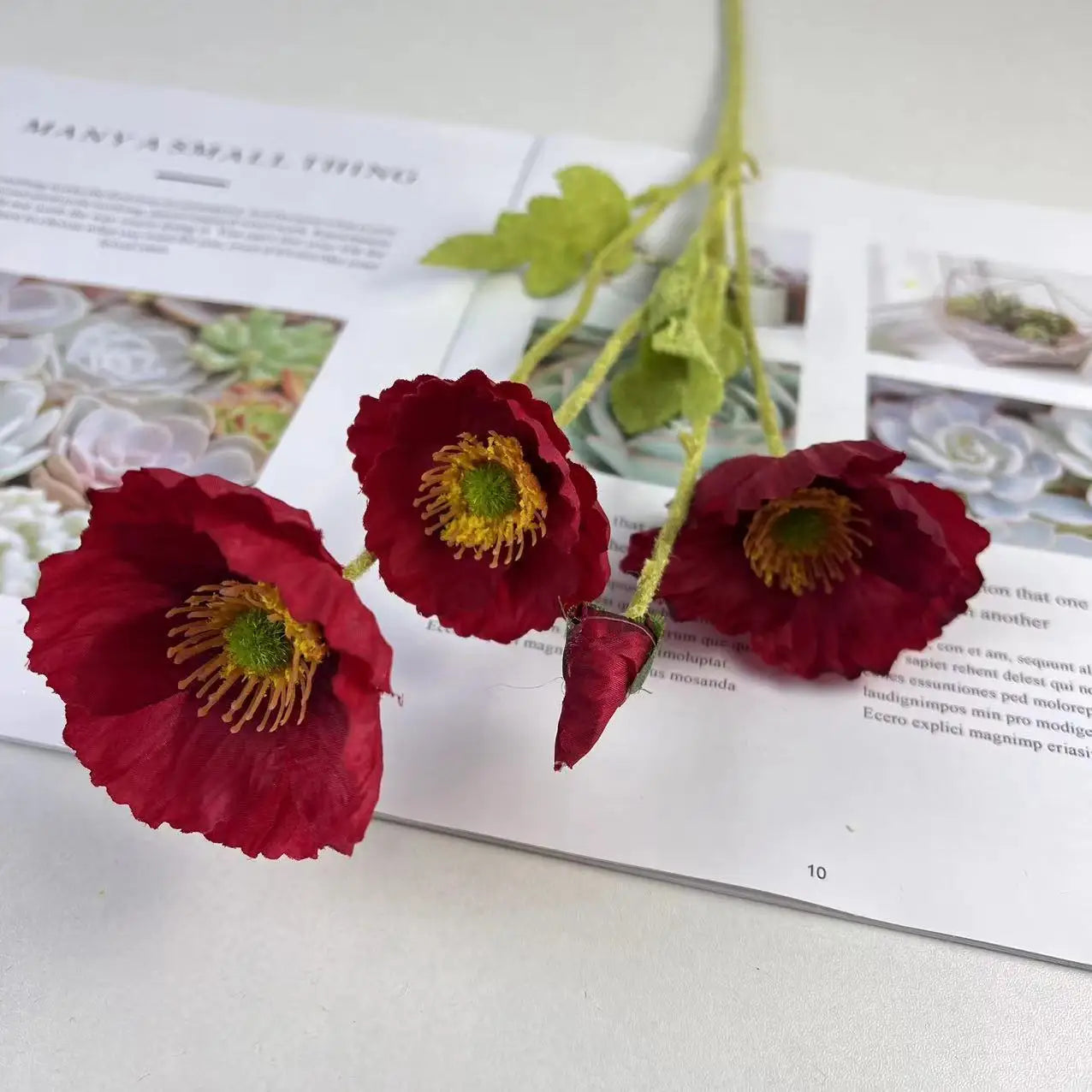 Bouquet de fleurs artificielles en soie de pavot pour décoration d'intérieur