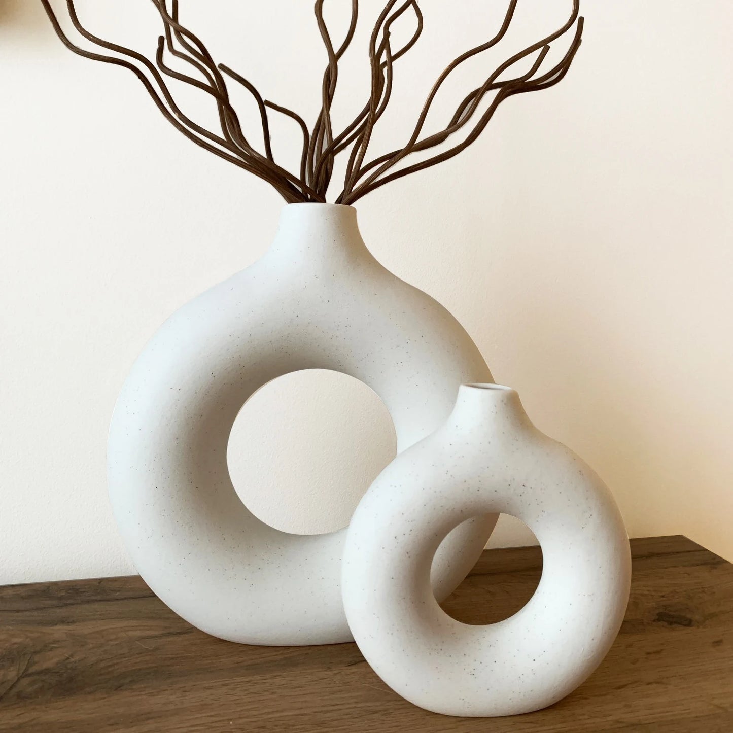 Nordic Vase Circular Hollow Ceramic Donuts Flower Pot