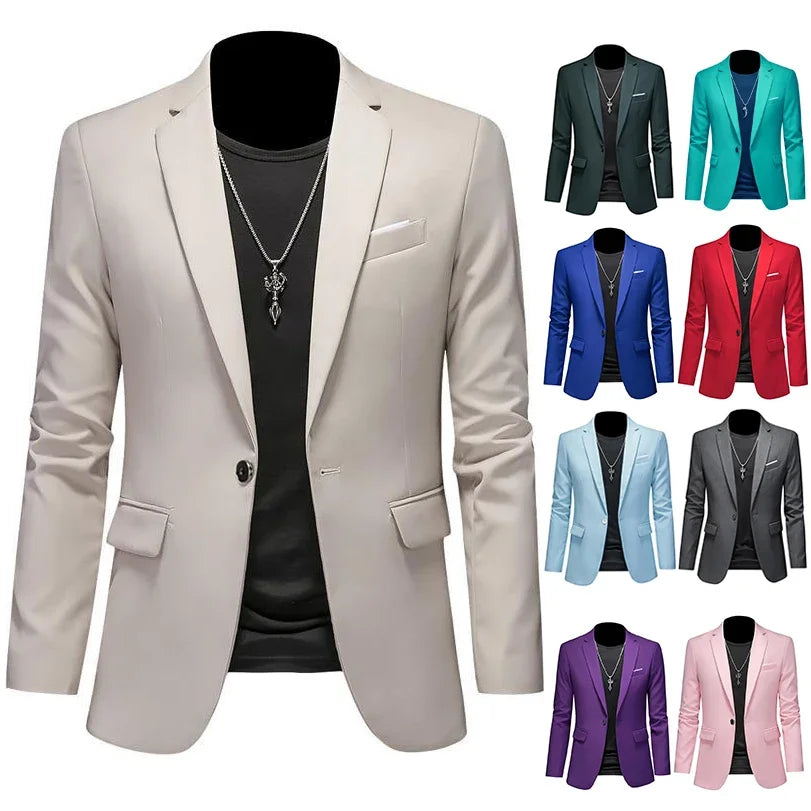 Men's Regular Length Single Button knit Blazers