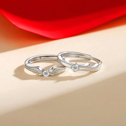 Bagues de couple d'anniversaire esthétique assorties avec cœur d'amour